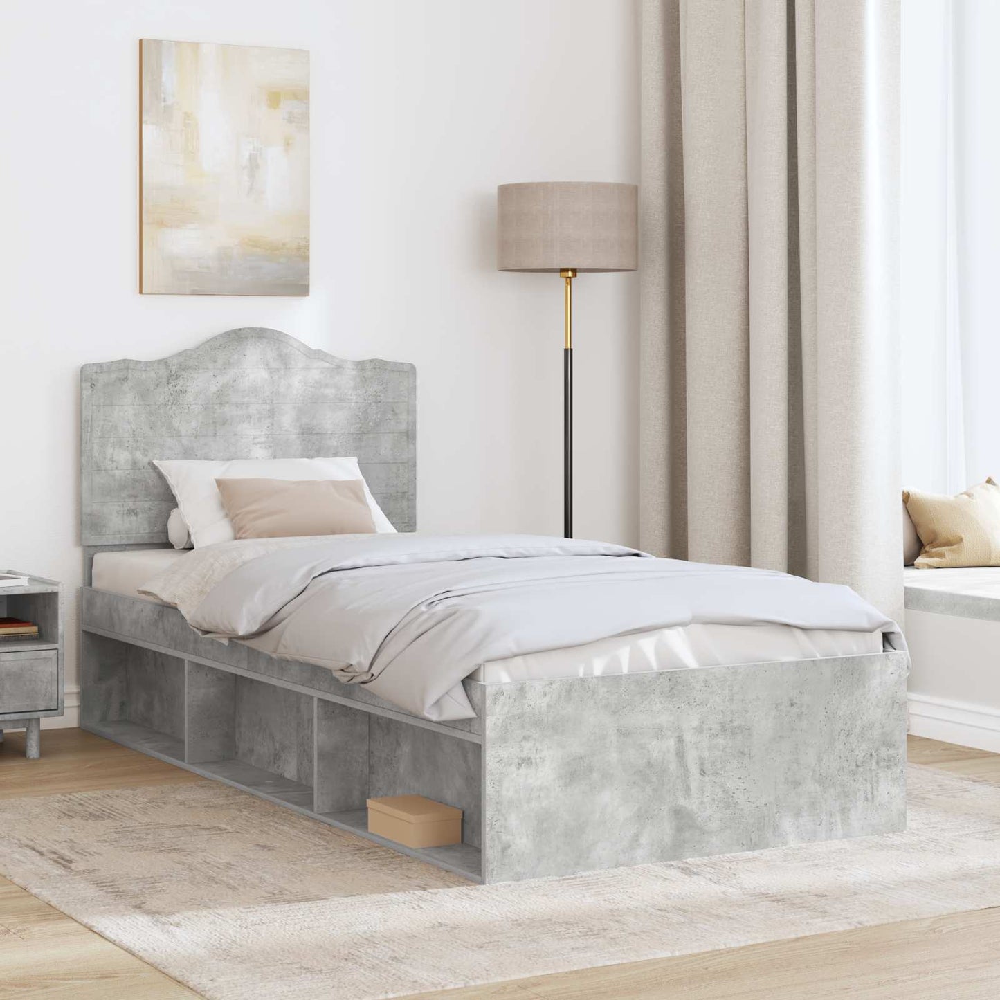 Bed Frame Concerte Grey 100 x 200 cm Solid Pine Wood
