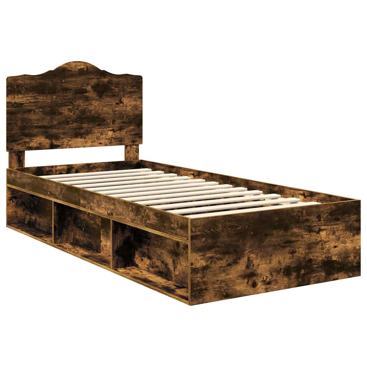 Bed Frame Smoked Oak 100 x 200 cm Solid Pine Wood