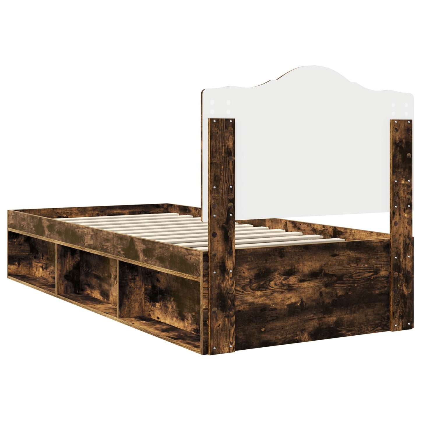 Bed Frame Smoked Oak 100 x 200 cm Solid Pine Wood