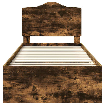 Bed Frame Smoked Oak 100 x 200 cm Solid Pine Wood
