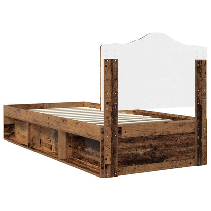 Bed Frame with Headboard Old Wood 100 x 200 cm Solid Pine Wood