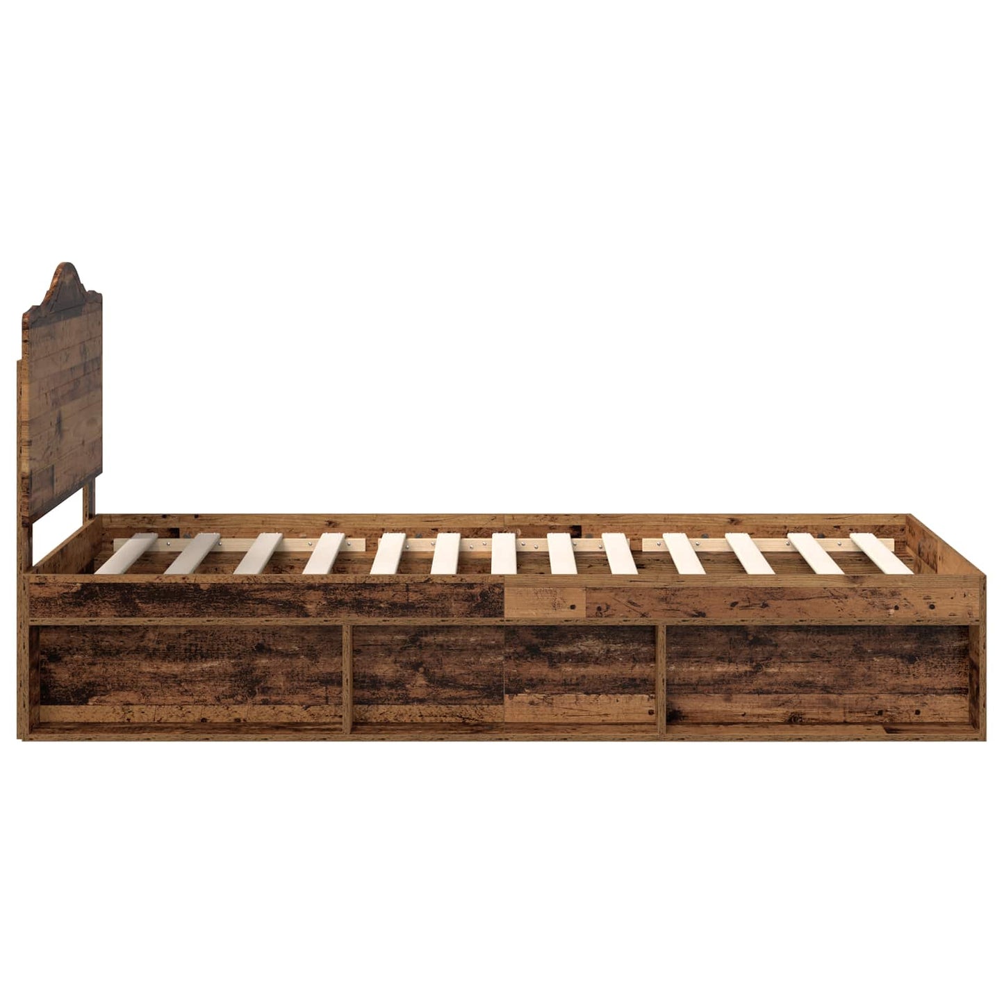 Bed Frame with Headboard Old Wood 100 x 200 cm Solid Pine Wood