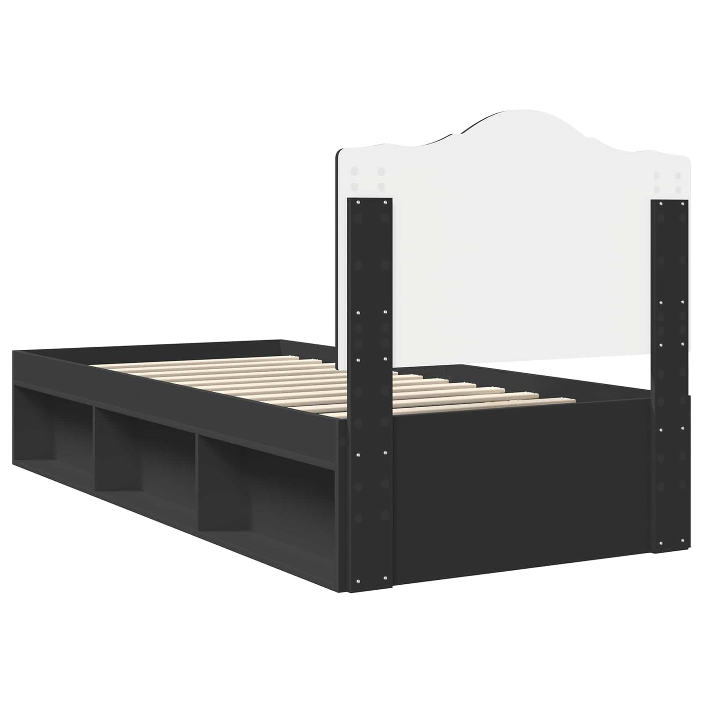 Bed Frame with Headboard Black 90 x 200 cm Solid Pine Wood