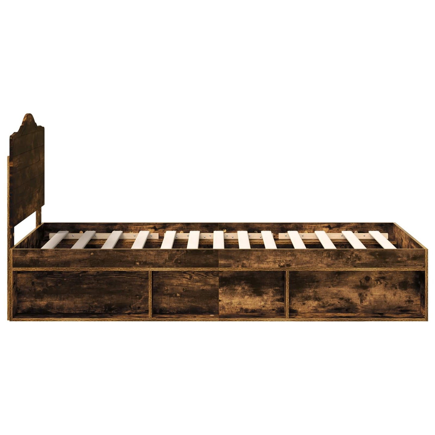 Bed Frame with Headboard Smoked Oak 90 x 200 cm Solid Pine Wood