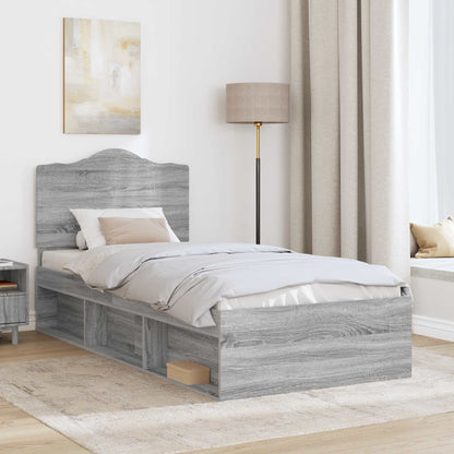 Bed Frame Grey Sonoma 90 x 200 cm Solid Pine Wood