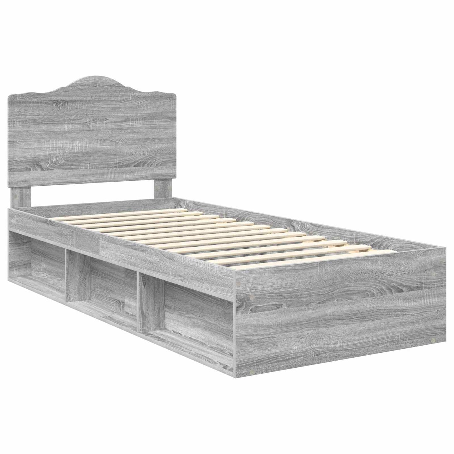 Bed Frame Grey Sonoma 90 x 200 cm Solid Pine Wood
