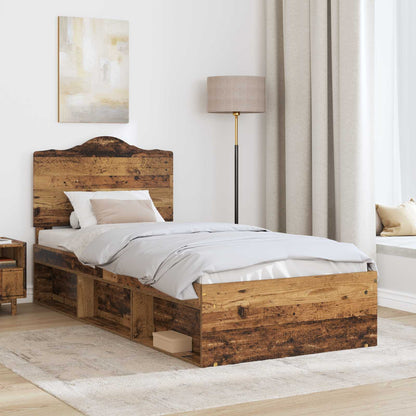 Bed Frame with Headboard Old Wood 90 x 200 cm Solid Pine Wood