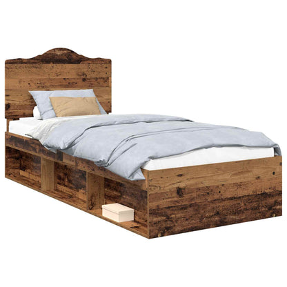Bed Frame with Headboard Old Wood 90 x 200 cm Solid Pine Wood