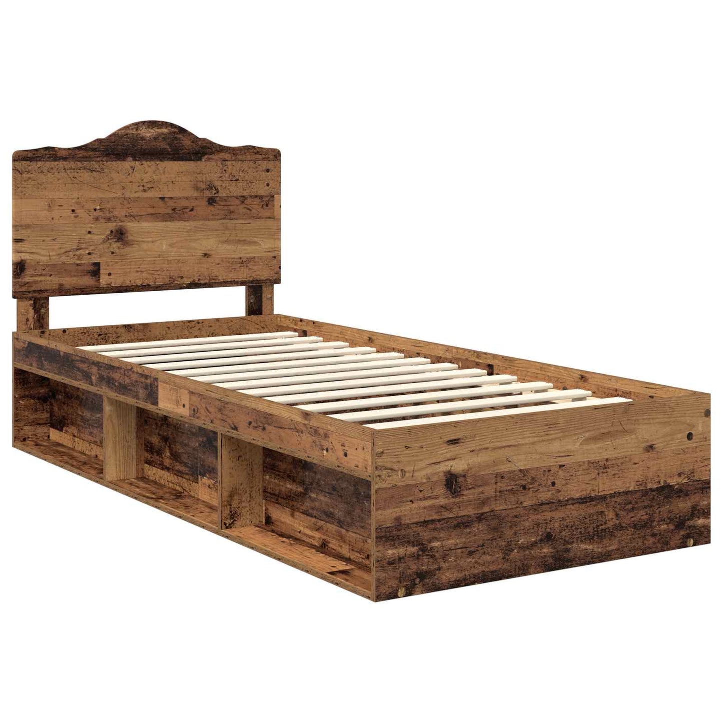 Bed Frame with Headboard Old Wood 90 x 200 cm Solid Pine Wood