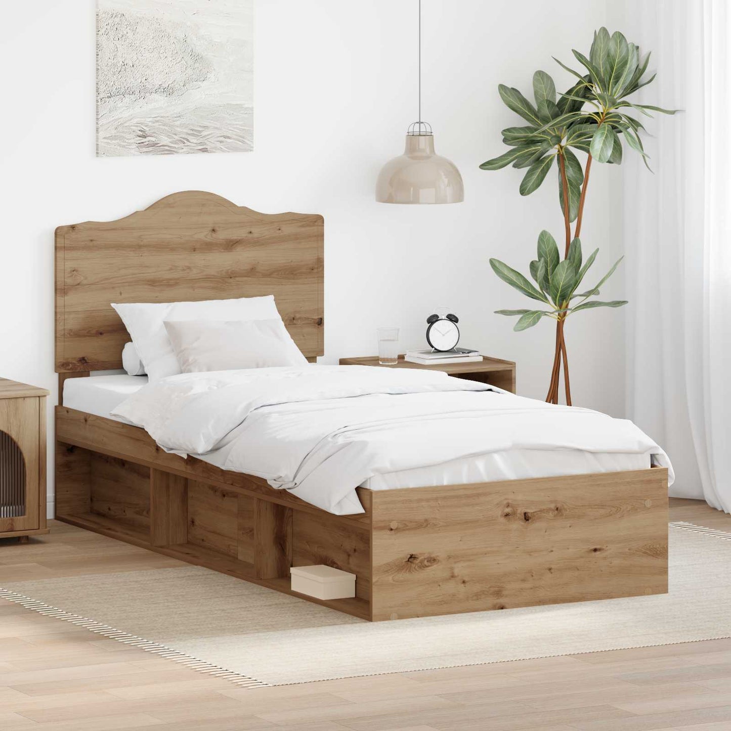 Bed Frame Artisian Oak 90 x 200 cm Solid Pine Wood