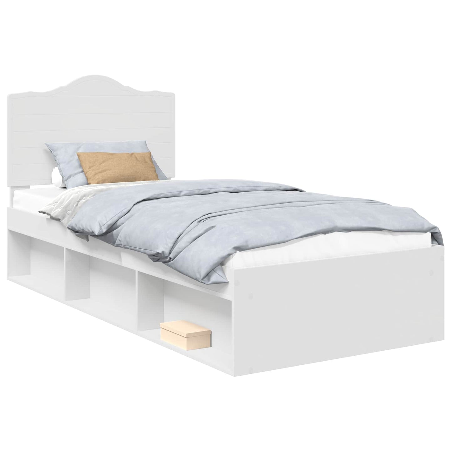 Bed Frame with Headboard White 90 x 190 cm Solid Pine Wood