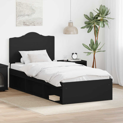 Bed Frame with Headboard Black 90 x 190 cm Solid Pine Wood