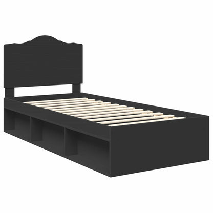 Bed Frame with Headboard Black 90 x 190 cm Solid Pine Wood