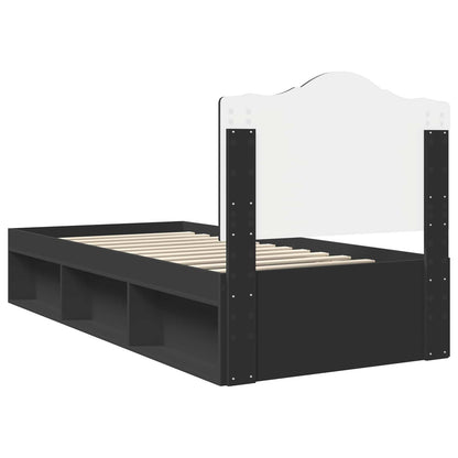 Bed Frame with Headboard Black 90 x 190 cm Solid Pine Wood