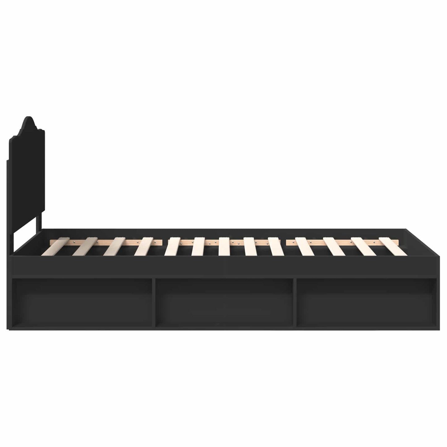 Bed Frame with Headboard Black 90 x 190 cm Solid Pine Wood