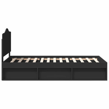 Bed Frame with Headboard Black 90 x 190 cm Solid Pine Wood