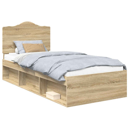 Bed Frame with Headboard Sonoma 90 x 190 cm Solid Pine Wood