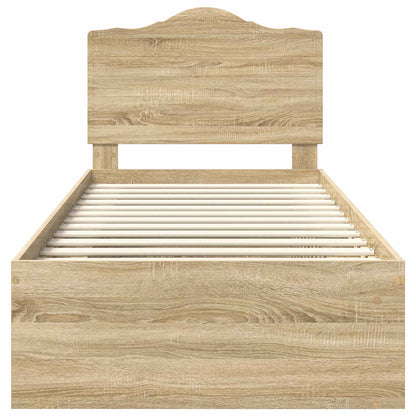 Bed Frame with Headboard Sonoma 90 x 190 cm Solid Pine Wood
