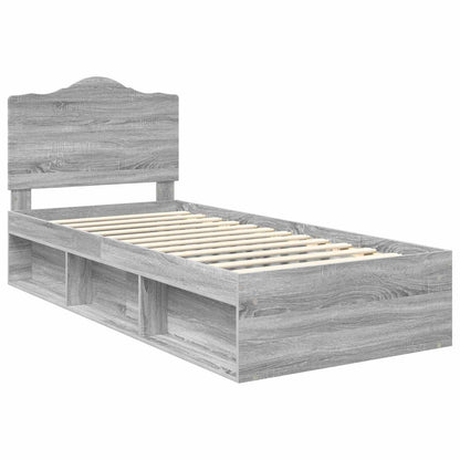 Bed Frame Grey Sonoma 90 x 190 cm Solid Pine Wood