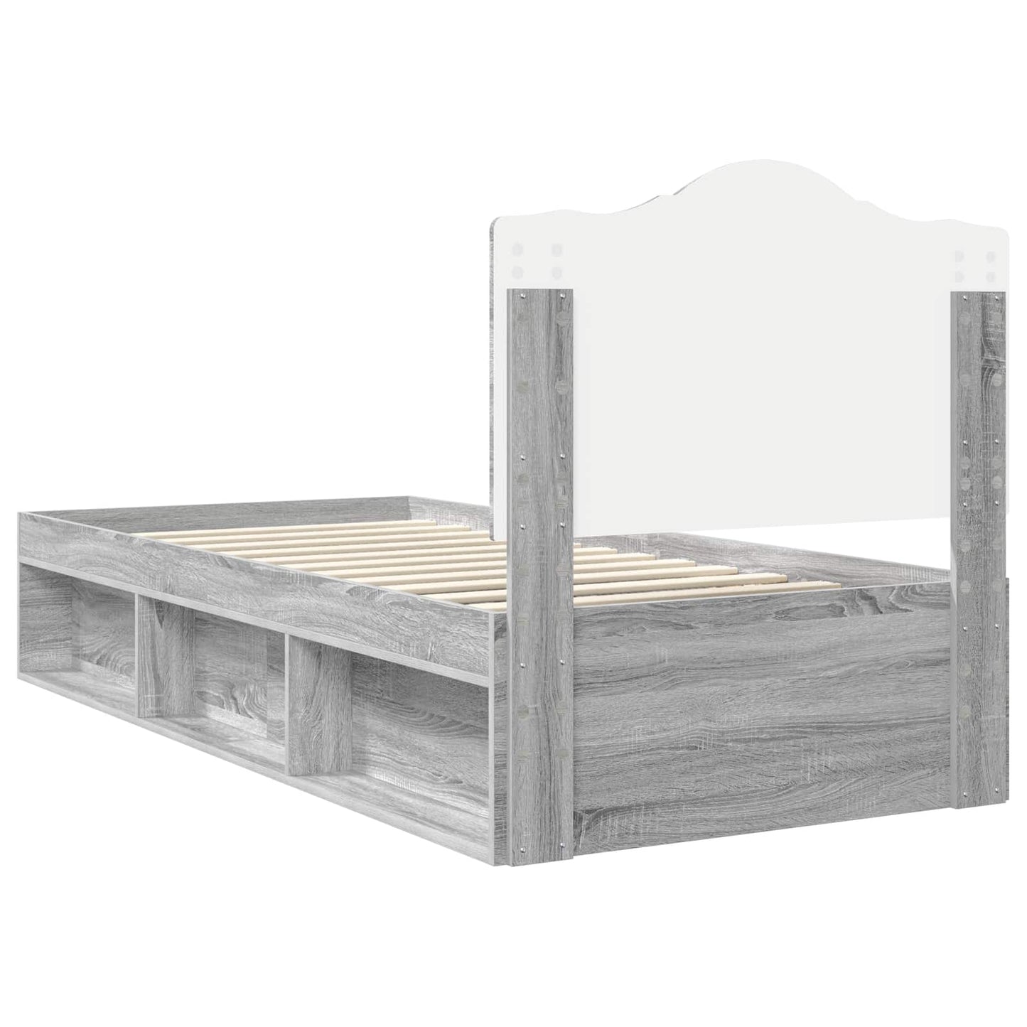Bed Frame Grey Sonoma 90 x 190 cm Solid Pine Wood