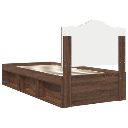 Bed Frame with Headboard Brown Oak 90 x 190 cm Solid Pine Wood
