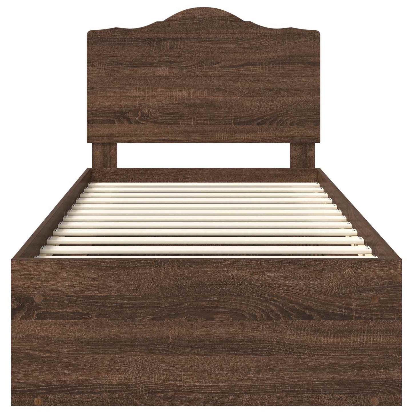 Bed Frame with Headboard Brown Oak 90 x 190 cm Solid Pine Wood