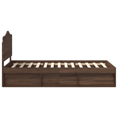 Bed Frame with Headboard Brown Oak 90 x 190 cm Solid Pine Wood