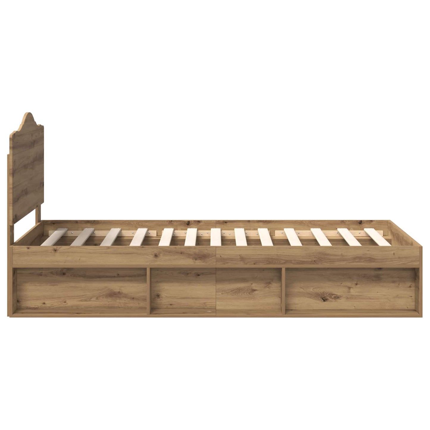 Bed Frame Artisian Oak 90 x 190 cm Solid Pine Wood