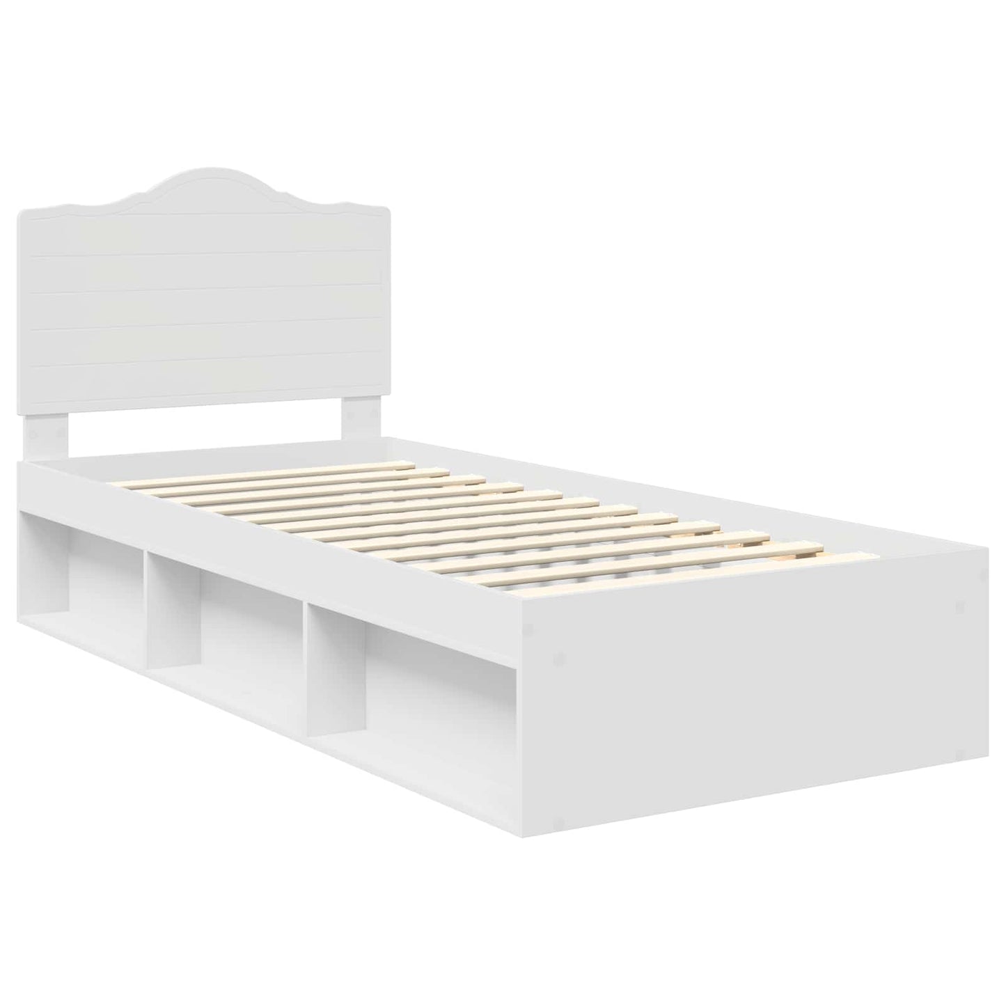 Bed Frame with Headboard White 75 x 190 cm Solid Pine Wood