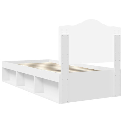 Bed Frame with Headboard White 75 x 190 cm Solid Pine Wood