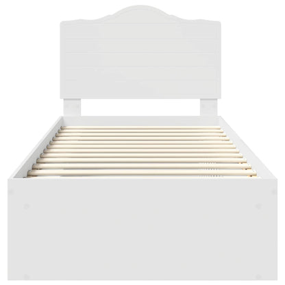 Bed Frame with Headboard White 75 x 190 cm Solid Pine Wood