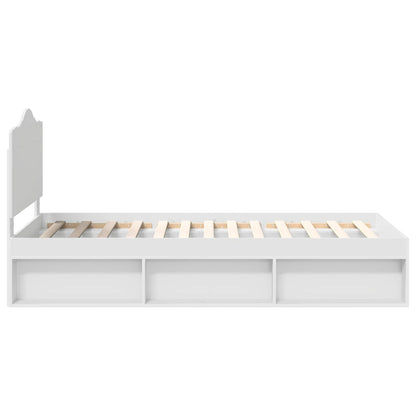 Bed Frame with Headboard White 75 x 190 cm Solid Pine Wood