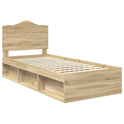 Bed Frame with Headboard Sonoma Oak 75 x 190 cm Solid Pine Wood