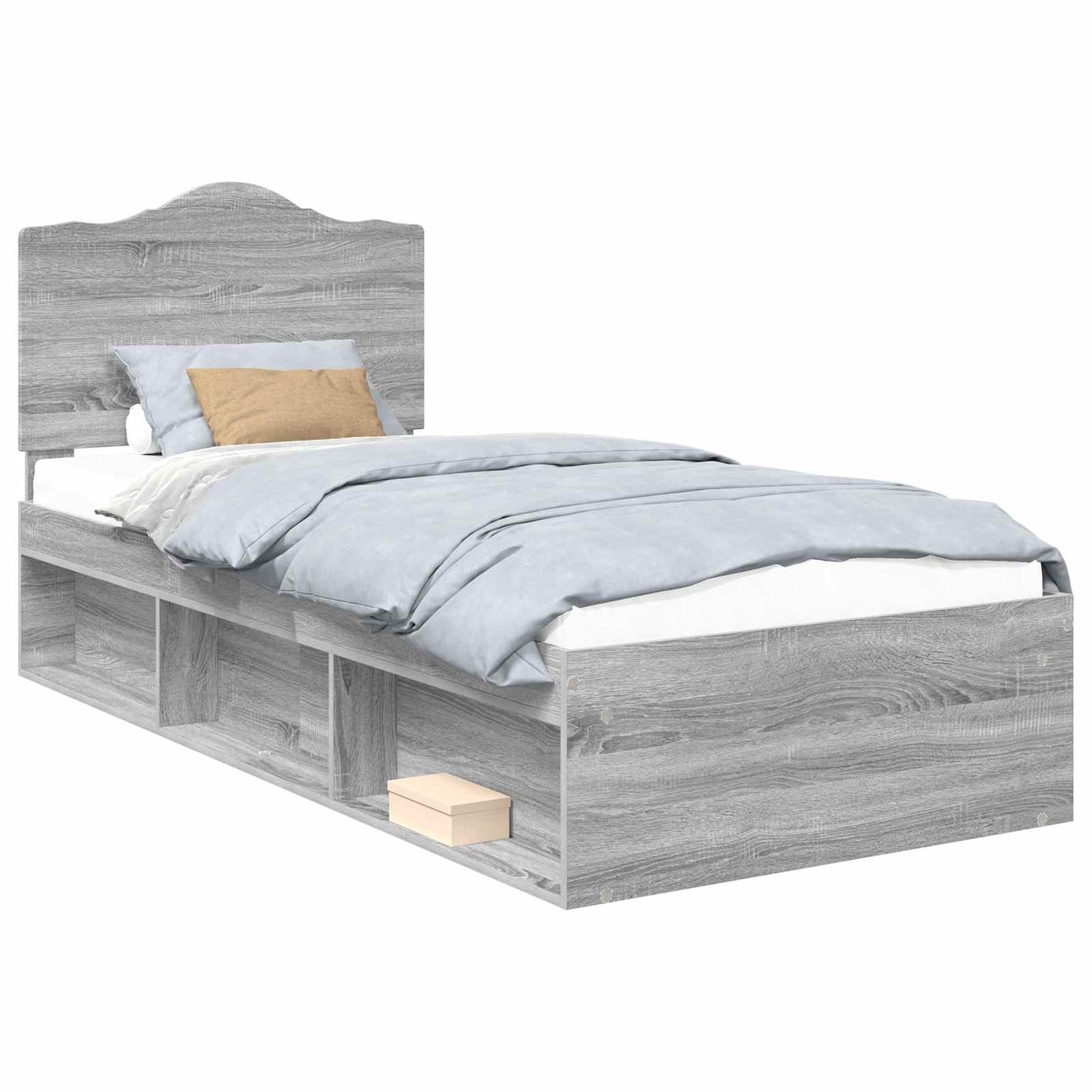 Bed Frame Grey Sonoma 75 x 190 cm Solid Pine Wood