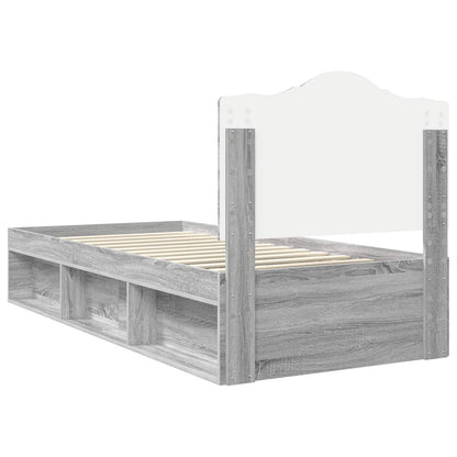 Bed Frame Grey Sonoma 75 x 190 cm Solid Pine Wood