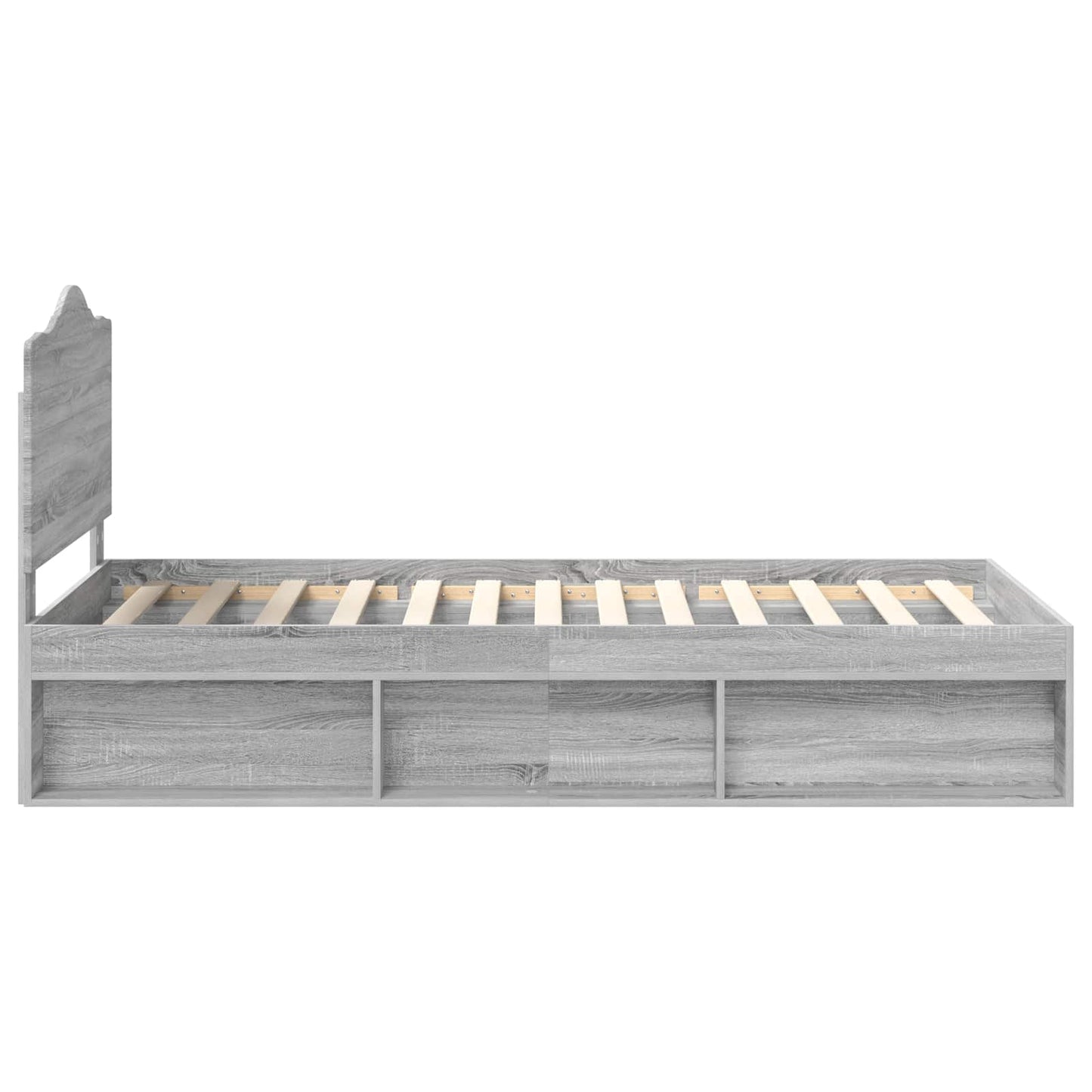 Bed Frame Grey Sonoma 75 x 190 cm Solid Pine Wood