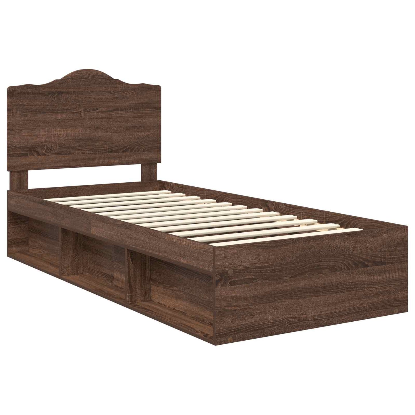 Bed Frame with Headboard Brown Oak 75 x 190 cm Solid Pine Wood