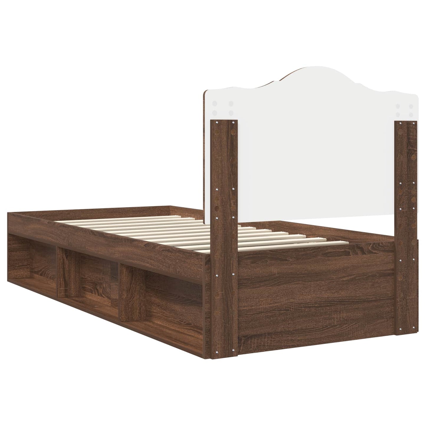 Bed Frame with Headboard Brown Oak 75 x 190 cm Solid Pine Wood