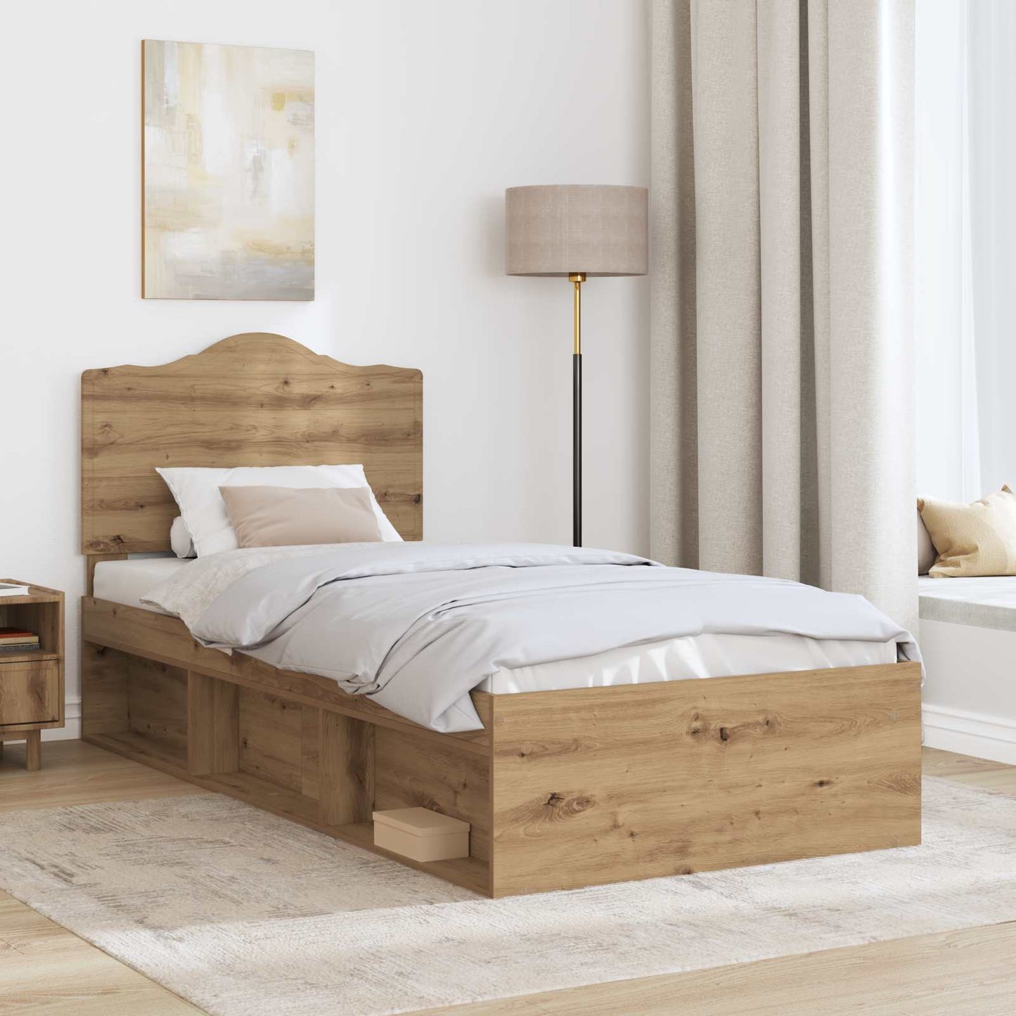 Bed Frame Artisian Oak 75 x 190 cm Solid Pine Wood