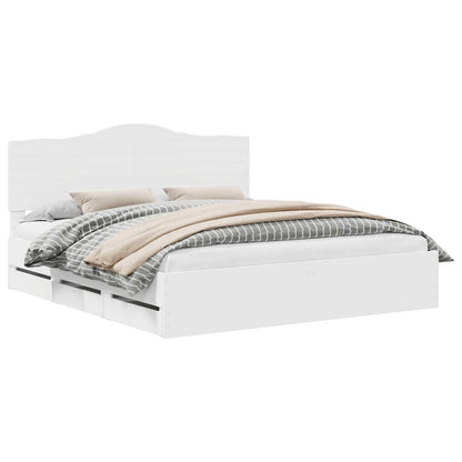 Bed Frame with Drawer White 200 x 200 cm Engineer Wood