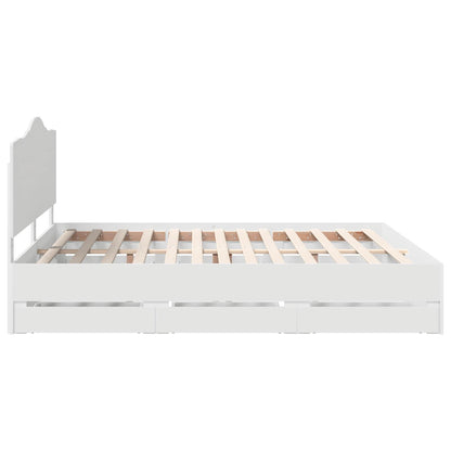 Bed Frame with Drawer White 200 x 200 cm Engineer Wood