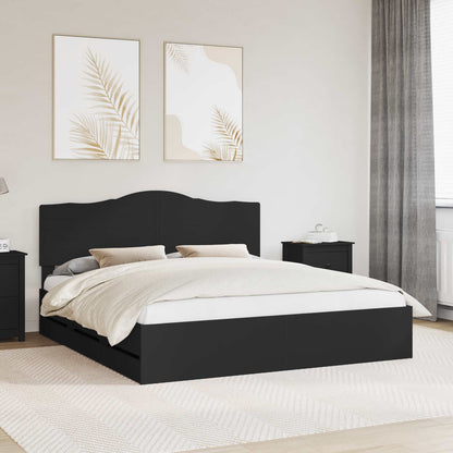 Bed Frame with Drawer Black 200 x 200 cm Engineer Wood