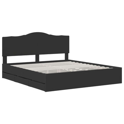 Bed Frame with Drawer Black 200 x 200 cm Engineer Wood