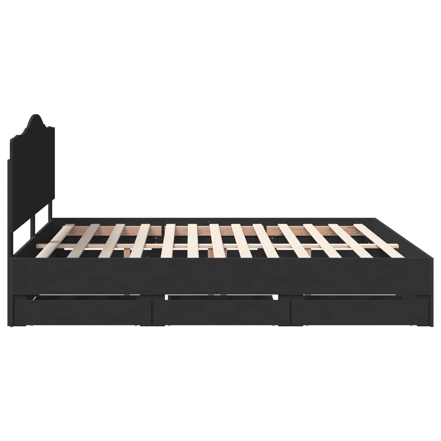 Bed Frame with Drawer Black 200 x 200 cm Engineer Wood