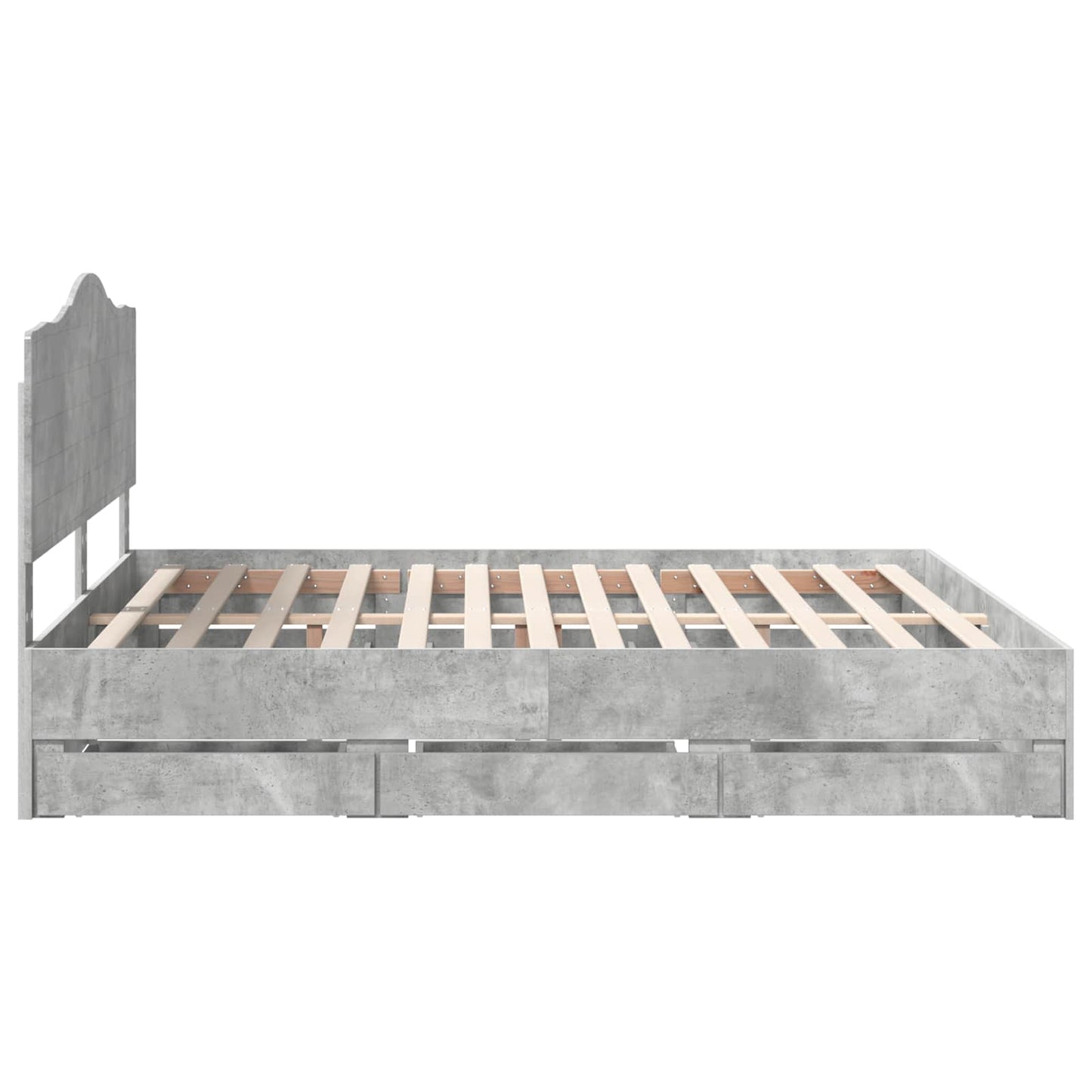 Bed Frame with Drawer Concrete Grey 200 x 200 cm Engineer Wood