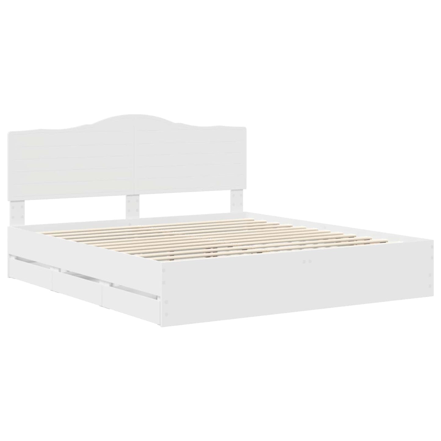Bed Frame with Drawer White 180 x 200 cm Engineer Wood