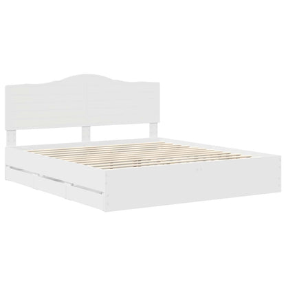 Bed Frame with Drawer White 180 x 200 cm Engineer Wood