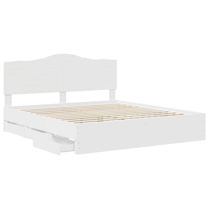 Bed Frame with Drawer White 180 x 200 cm Engineer Wood