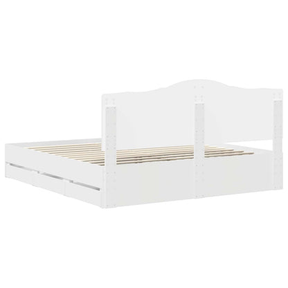 Bed Frame with Drawer White 180 x 200 cm Engineer Wood