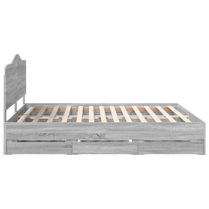 Bed Frame with Drawer Grey Sonoma 180 x 200 cm Engineer Wood